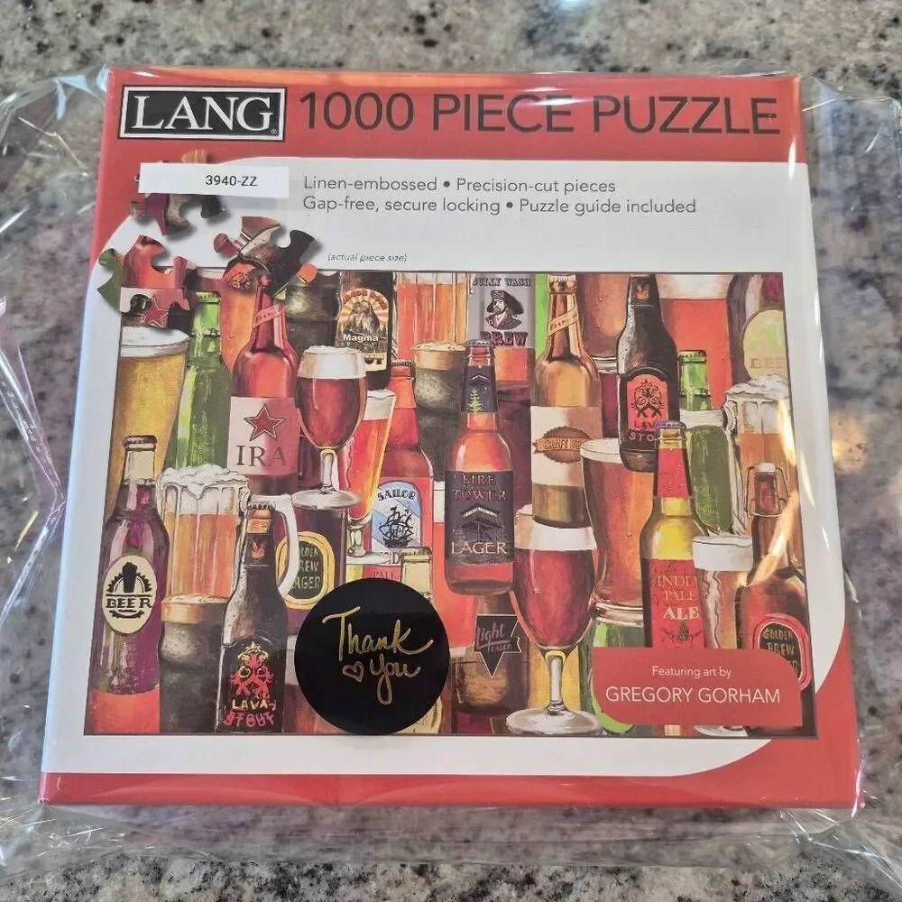 Lang, Crafted Brews 1000 Piece Puzzle by Gregory Gorham, Linen Embossed, NEW